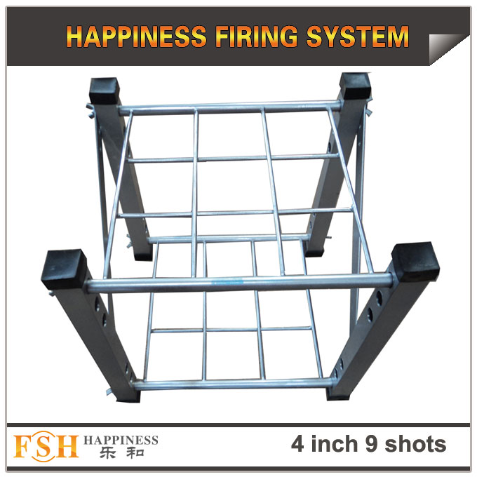 4 inch 9 shots square hole rack made by Iron and AL for fireworks display , mortar tubes rack